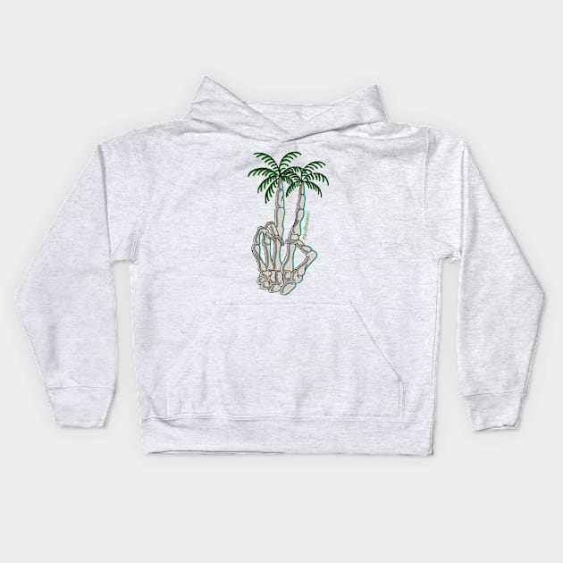 Peace palm Tree Kids Hoodie by instaammo